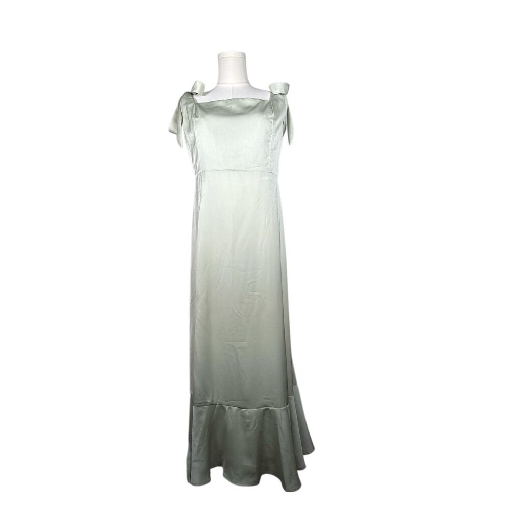 Satin‎ Tea Green Maxi Dress